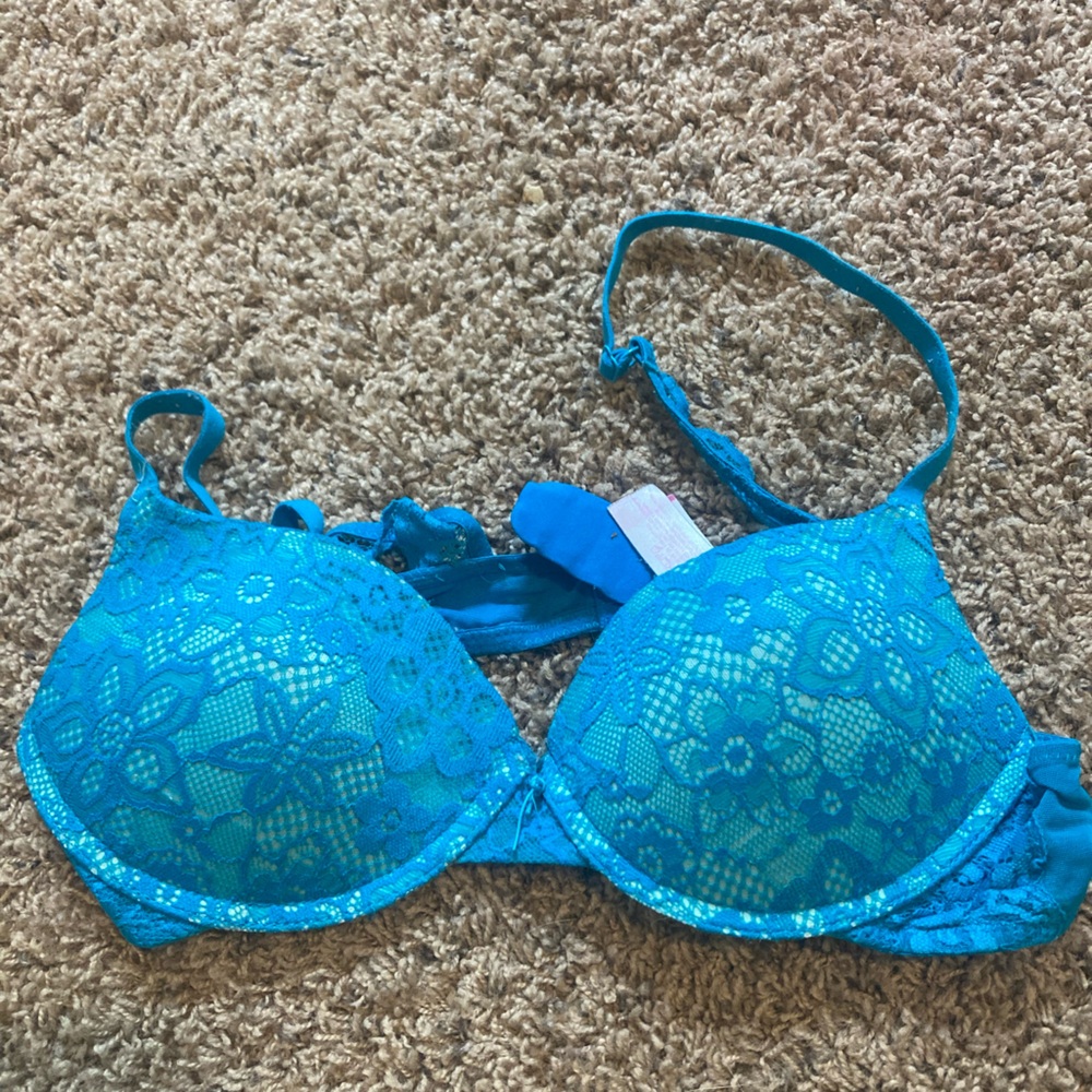 Blue Lace Underwire Bra